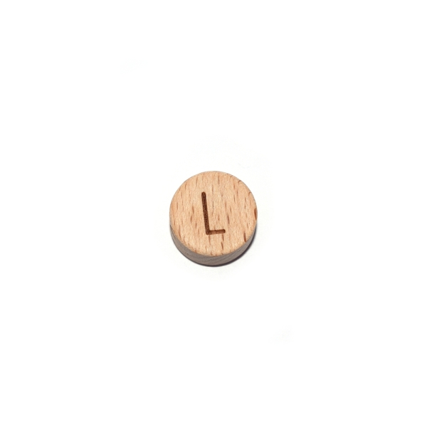 Lettre L rond plat 15 mm en bois naturel - Photo n°1