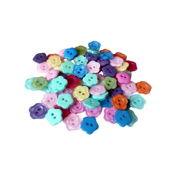 30 boutons en mélange coloris assorties scrapbooking couture FLEUR NACRE - Photo n°1