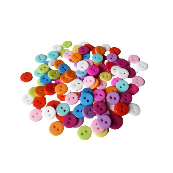 200 boutons en mélange coloris assorties scrapbooking couture ROND 11 MM - Photo n°1