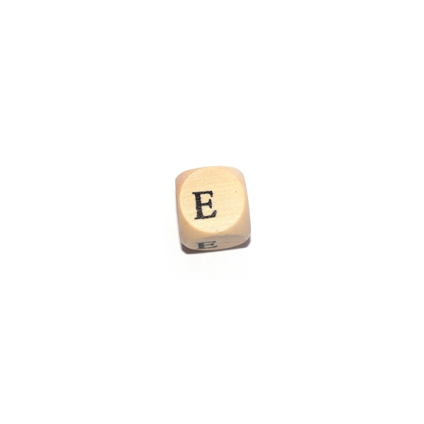 Lettre E cube 12 mm bois naturel écriture noir - Photo n°1