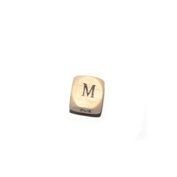 Lettre M cube 12 mm bois naturel écriture noir - Photo n°1