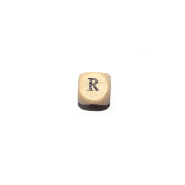 Lettre R cube 12 mm bois naturel écriture noir - Photo n°1