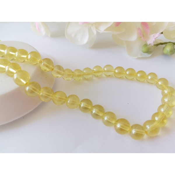 Perles en verre 8 mm jaune brillant x 20 - Photo n°1