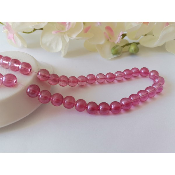 Perles en verre 8 mm prune brillant x 20 - Photo n°1