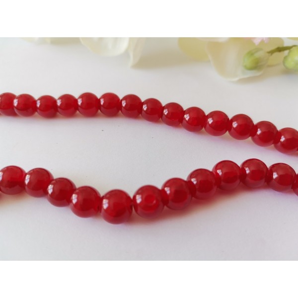 Perles en verre peint craquelé 8 mm rouge x 20 - Photo n°2