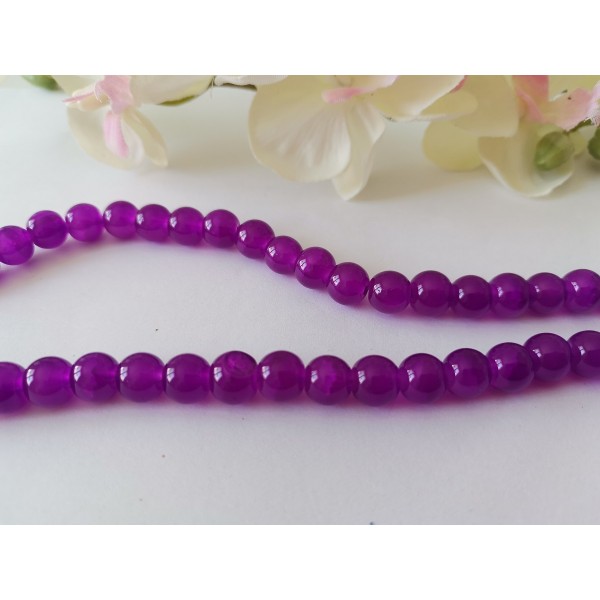 Perles en verre peint craquelé 8 mm violet x 20 - Photo n°2