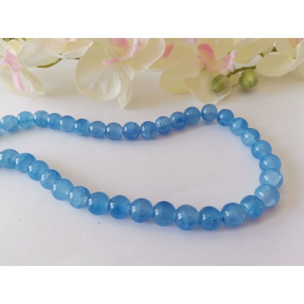 Perles en verre peint craquelé 8 mm bleu azur x 20 - Photo n°2