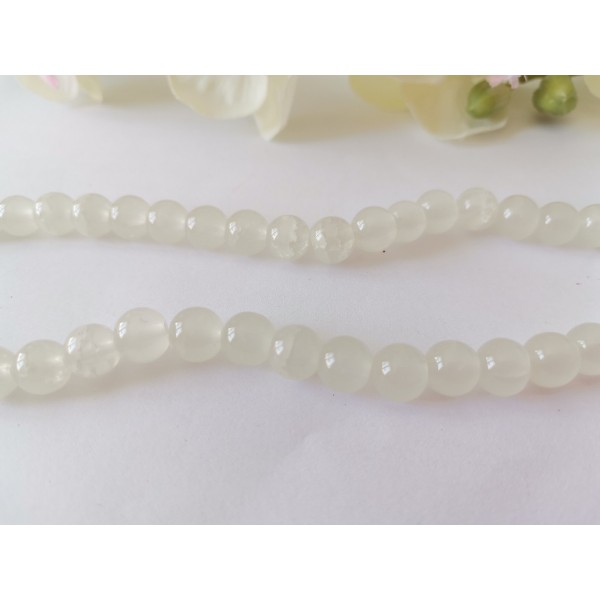 Perles en verre craquelé peint 8 mm blanche x 20 - Photo n°2
