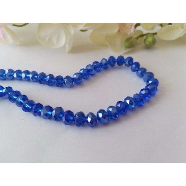Perles en verre à facette 8 x 6 mm bleu nuit AB x 20 - Photo n°1