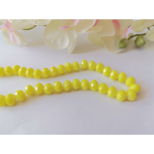 Perles en verre opaque à facette 8 x 6 mm jaune x 20 - Photo n°1