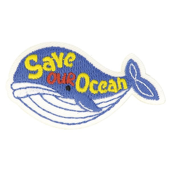 Ecusson thermocollant éco friendly tissu bio Save our ocean 7cm x 5cm - Photo n°1