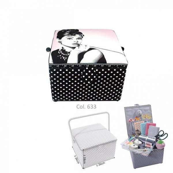 Petite boîte à couture carrée L26xH19cm Audrey Hepburn - Photo n°1