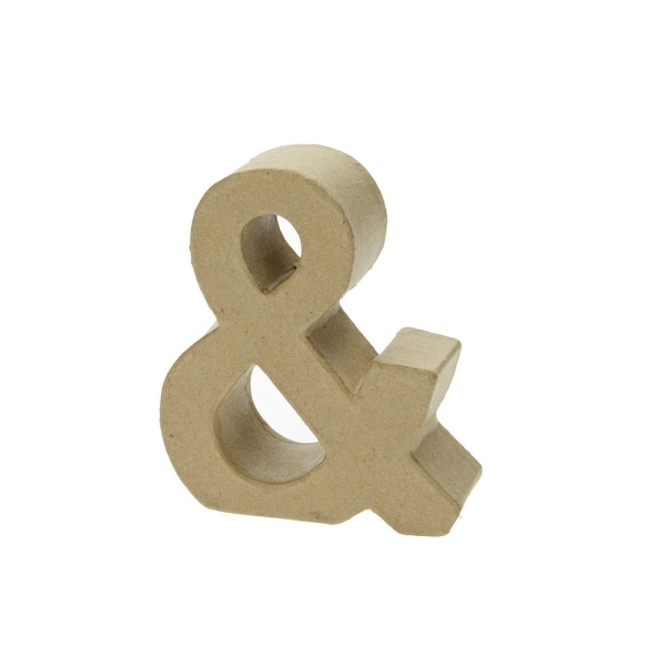 Signe alphabet & en papier mâché, 10 cm, Symbole en carton 3D - Photo n°1
