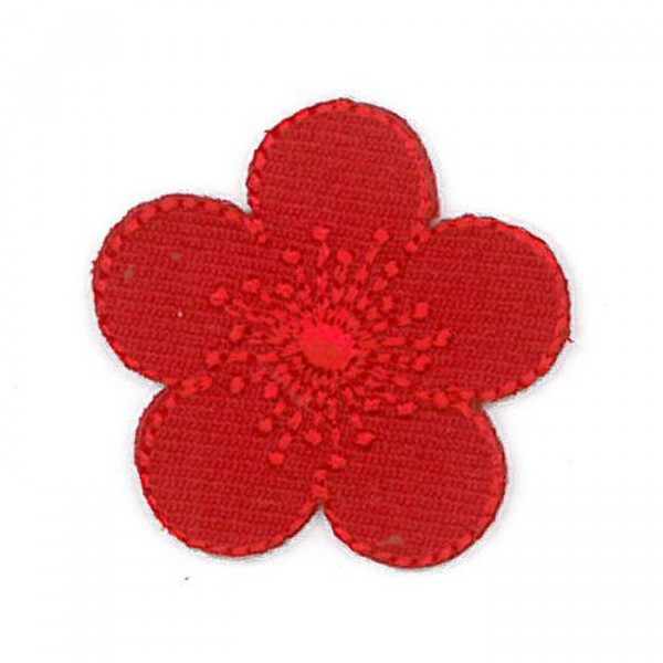 Ecusson thermocollant fleur rouge 3cmx3cm - Photo n°1