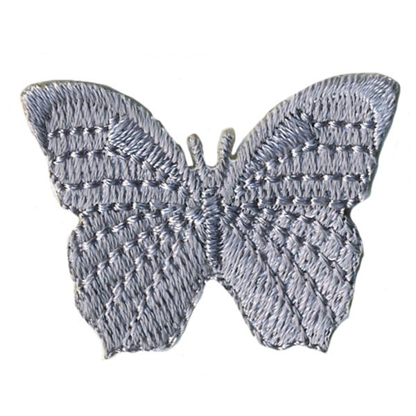 Ecusson thermocollant papillon gris clair 3.5cmx3cm - Photo n°1