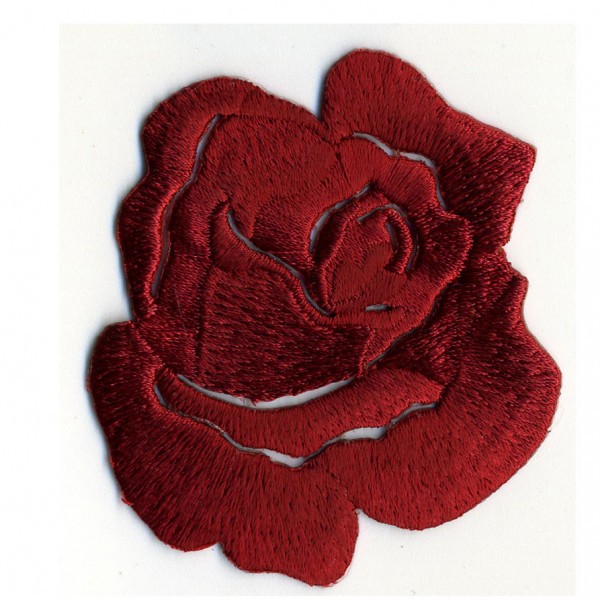 Ecusson thermocollant Rose rouge profond 4cmx5cm - Photo n°1