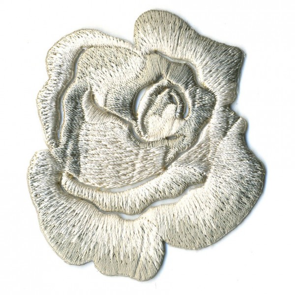Ecusson thermocollant Rose gris 4cmx5cm - Photo n°1