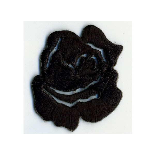 Ecusson thermocollant petite rose noir 3cmx3.5cm - Photo n°1