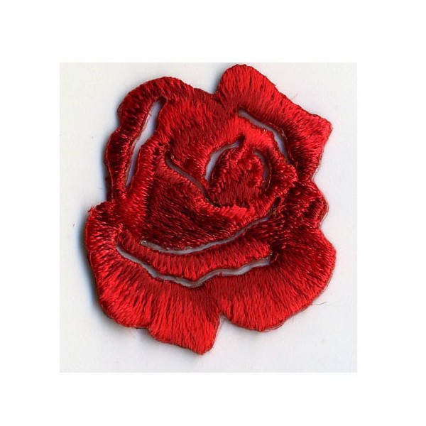 Ecusson thermocollant petite rose rouge 3cmx3.5cm - Photo n°1