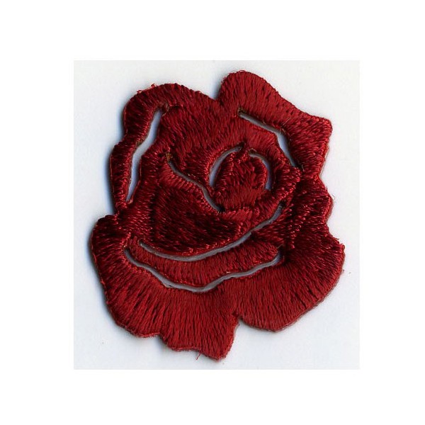 Ecusson thermocollant petite rose rouge profond 3cmx3.5cm - Photo n°1