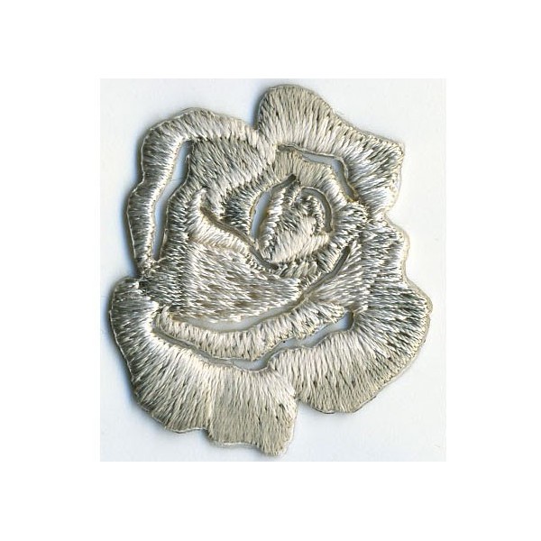 Ecusson thermocollant petite rose gris  3cmx3.5cm - Photo n°1