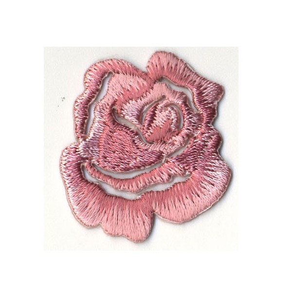 Ecusson thermocollant petite rose rose 3cmx3.5cm - Photo n°1
