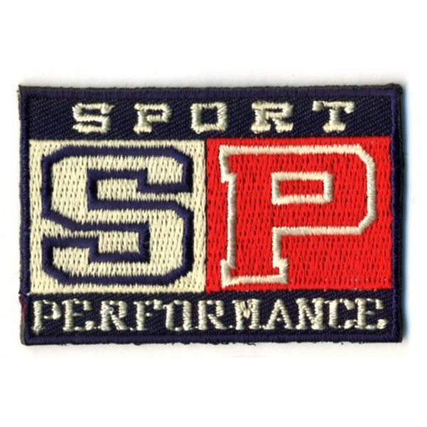 Ecusson SP sport performance blanc et rouge 5.5cmx3.5cm - Photo n°1