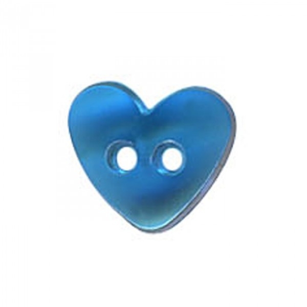 Bouton Coeur translucide couleur Bleu - Photo n°1