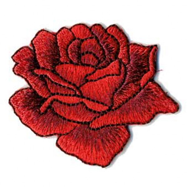 Ecusson thermocollant rose dessinée rouge 4x4.5cm - Photo n°1