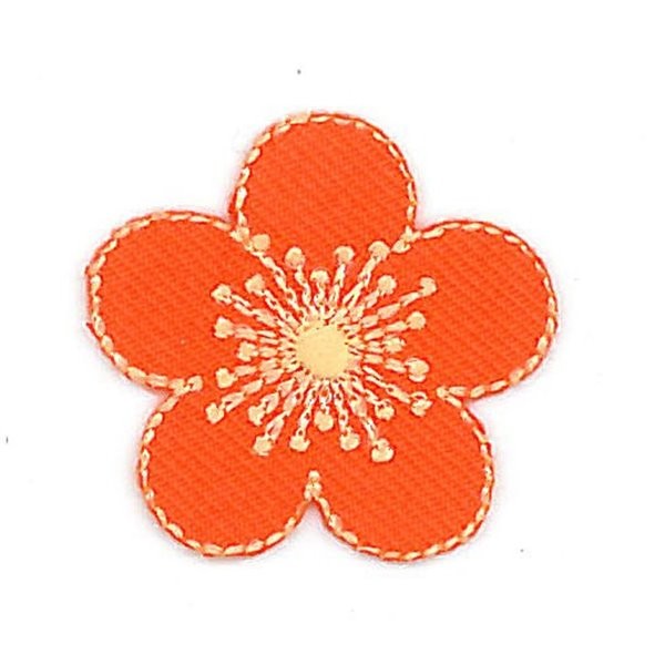 Lot de 3 écussons thermocollants fleur orange 3cmx3cm - Photo n°1