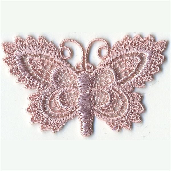 Lot de 3 écussons thermocollants papillon crochet rose 5cmx3cm - Photo n°1