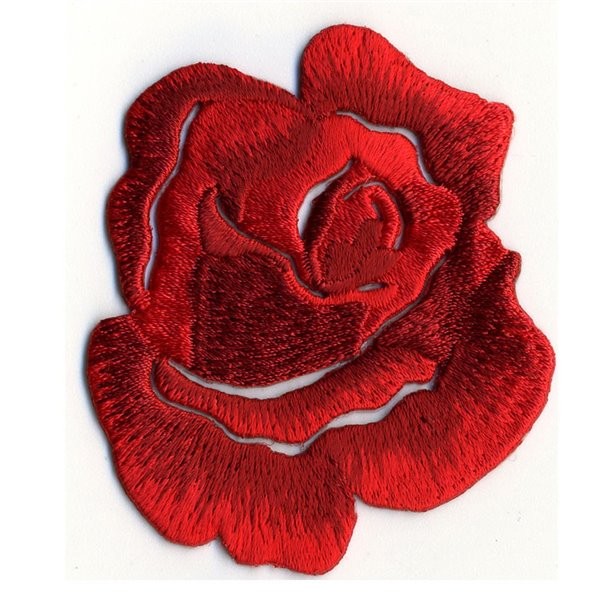 Lot de 3 écussons thermocollants Rose rouge vif 4cmx5cm - Photo n°1