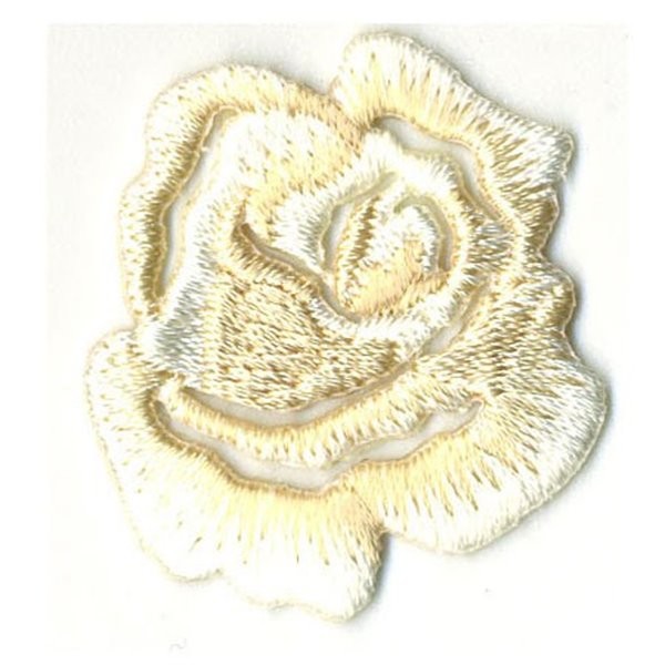 Lot de 3 écussons thermocollants petite rose écru x3.5cm - Photo n°1