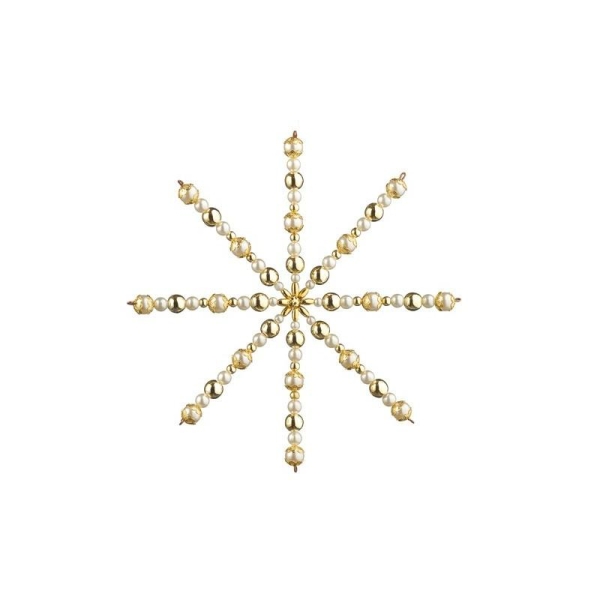 Set d'étoile en perles plastique ciré, Culture et Doré, Diamètre 15 - Photo n°1