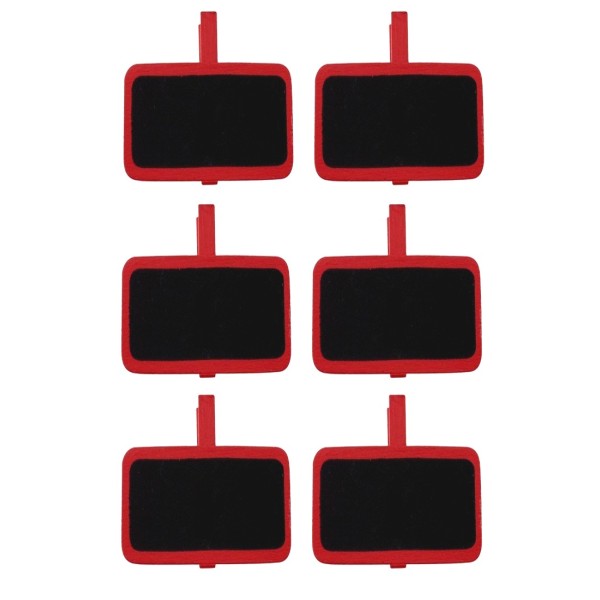 Lot de 6 Minis Ardoises écolier Rectangle sur pince en bois Rouge, 5x3.5 cm, marque-places déco de t - Photo n°1