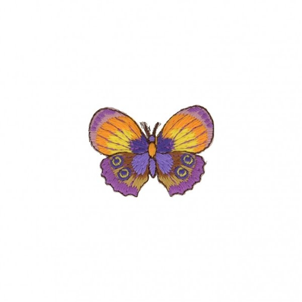 Ecusson thermocollant Papillon violet jaune 4cm x 4cm - Photo n°1