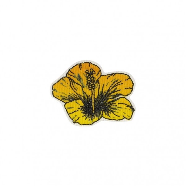 Lot de 3 écussons thermocollants Hibiscus vintage jaune 3,5cm x 4cm - Photo n°1