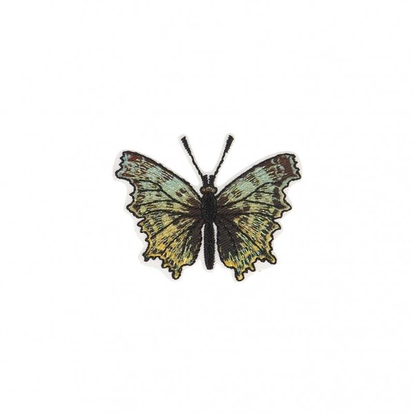 Lot de 3 écussons thermocollants Papillon vert jaune 4cm x 5cm - Photo n°1
