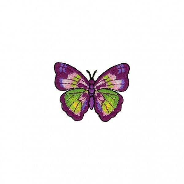 Lot de 3 écussons thermocollants Papillon violet vert 4cm x 4cm - Photo n°1