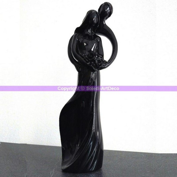 Couple de mariés Harmony en résine laquée noire, 20 cm, figurines pièce montée - Photo n°1