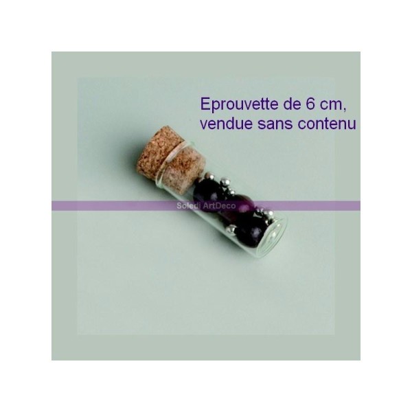 Petite éprouvette en verre de 6 cm avec bouchon de liège, Tube à essai Soliflore diam. 25 mm - Photo n°1