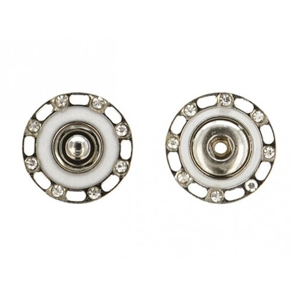 Boutons pressions  strass 24mm couleur argent - Photo n°1