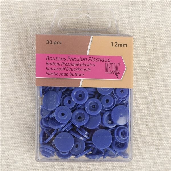 Lot de 30 boutons  pression 100% plastique bleu roy - Photo n°1