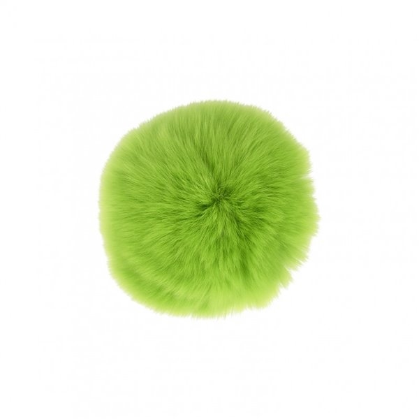 Pompon fourrure lapin 7cm vert - Photo n°1