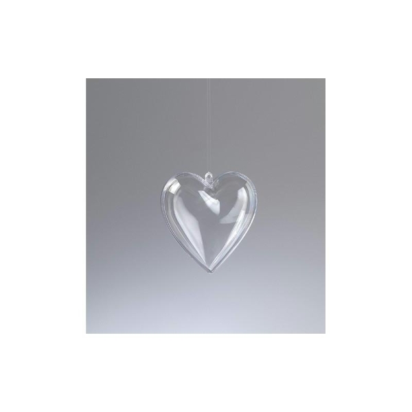 Coeur en plastique cristal transparent séparable, 8 cm, Contenant sécable - Photo n°1