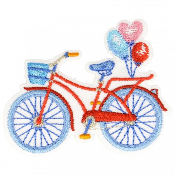 Ecusson thermocollant vélo bleu et rouge 3,5 cm x 6 cm - Photo n°1