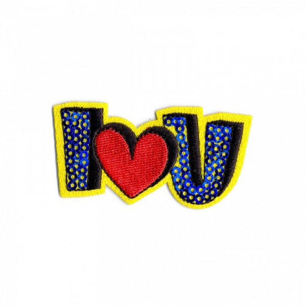 Ecusson thermocollant funny i love you 65mm x35mm - Photo n°1