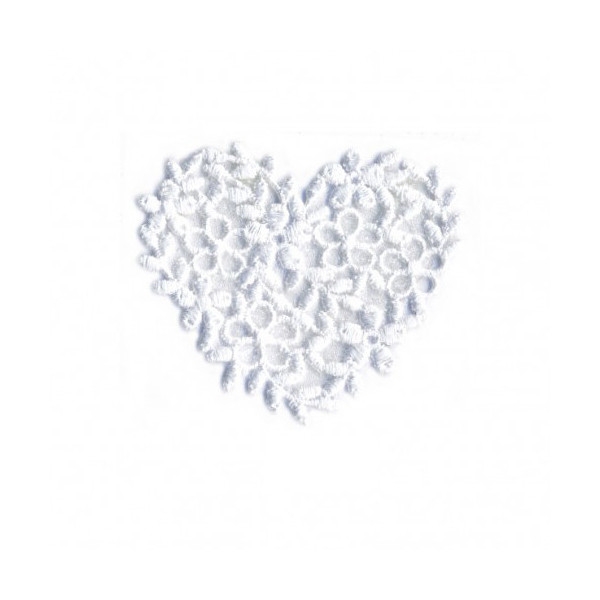 Ecusson thermocollant cœur broderie blanc 40mm x45mm - Photo n°1