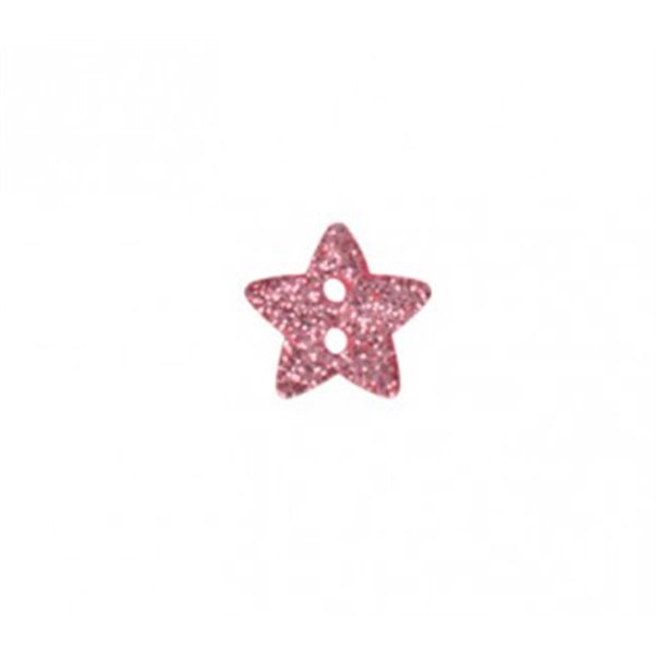 Lot de 6 boutons étoile paillettée rose layette 18mm - Photo n°1