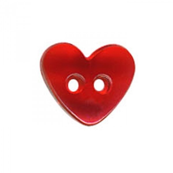 Lot de 6 boutons Coeur translucide couleur Rouge - Photo n°1